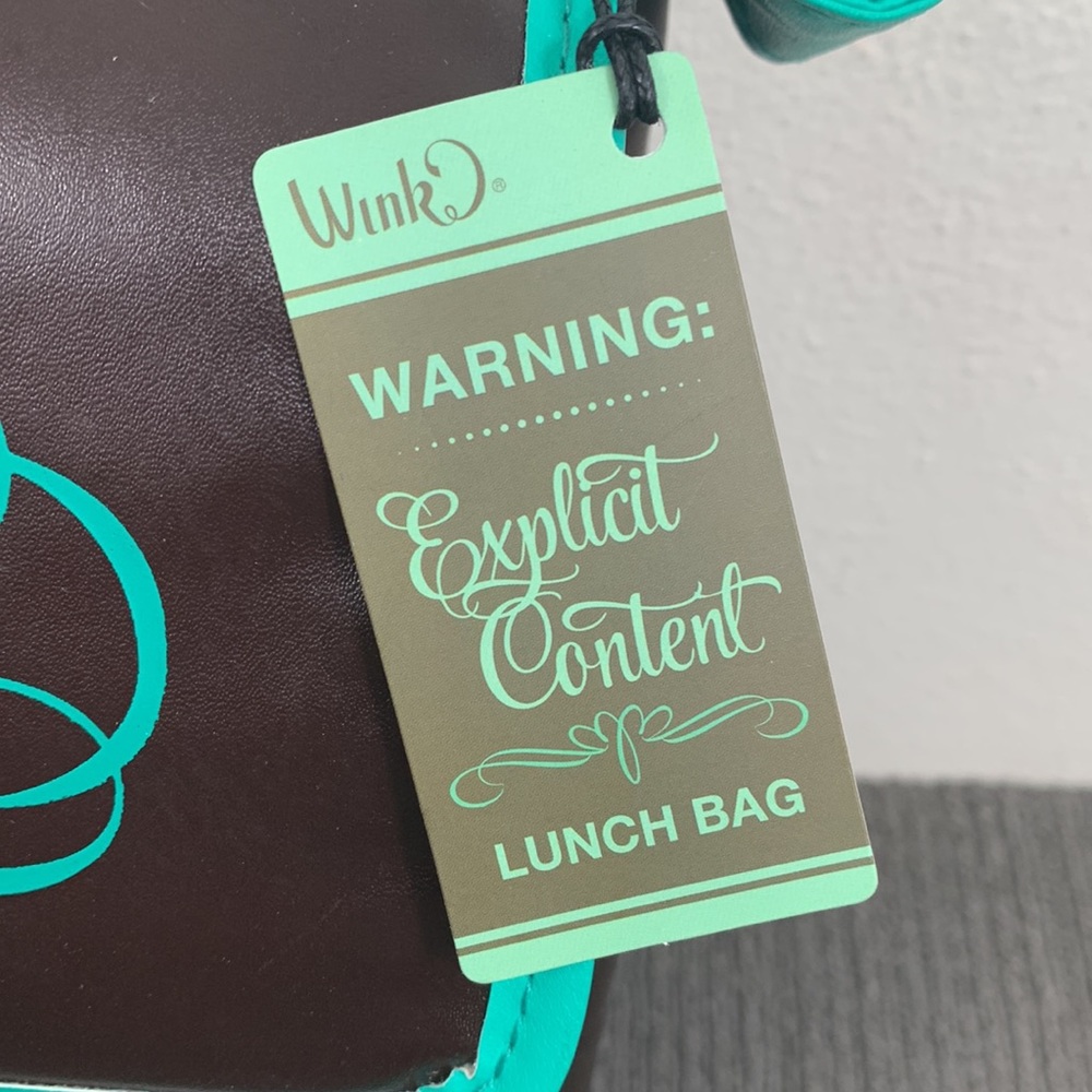 Wink Lunch Bag Dark Brown Green Explicit Content Insulated Wild Eye Designs NWT - Picture 4 of 13